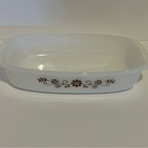 Vintage Pyr-o-Rey Brown Daisy Milk glass Dish